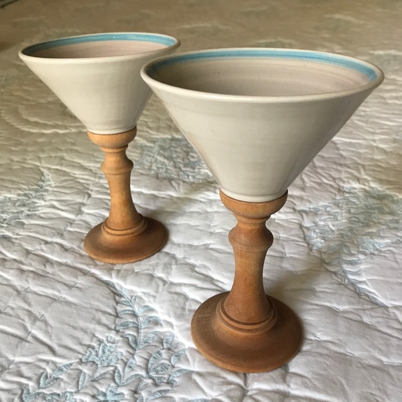 🍸 UNIQUE ceramic and wood martini vessels studio pottery - Picture 1 of 6